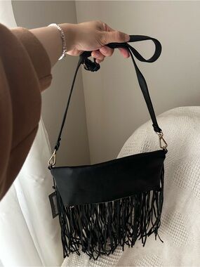 Vero Moda Black Fringe Crossbody bag Edgy feminine- New with tag